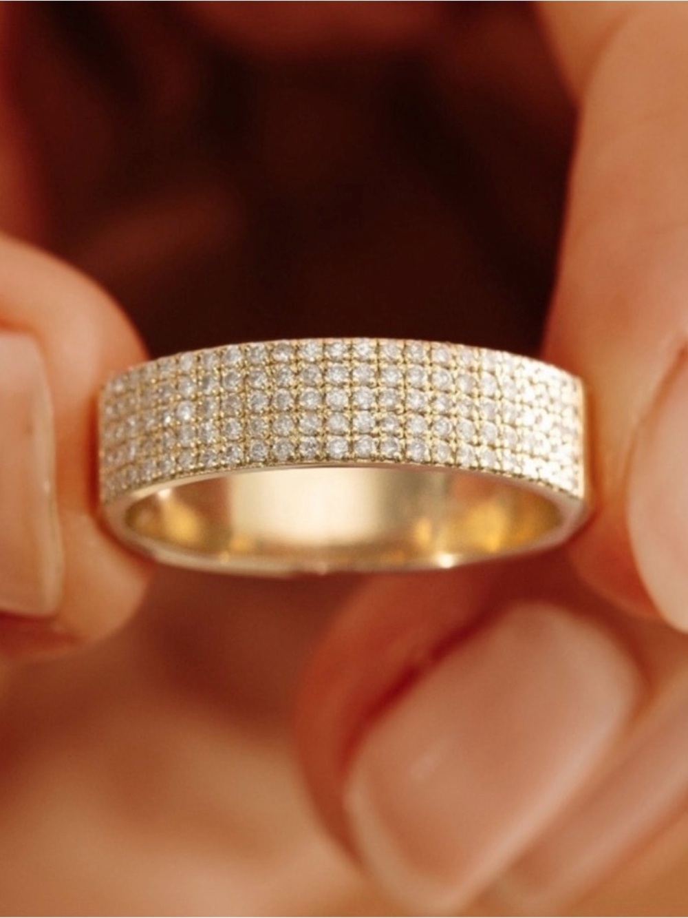 Genuine Pavé Diamond Ring, 14kt Gold